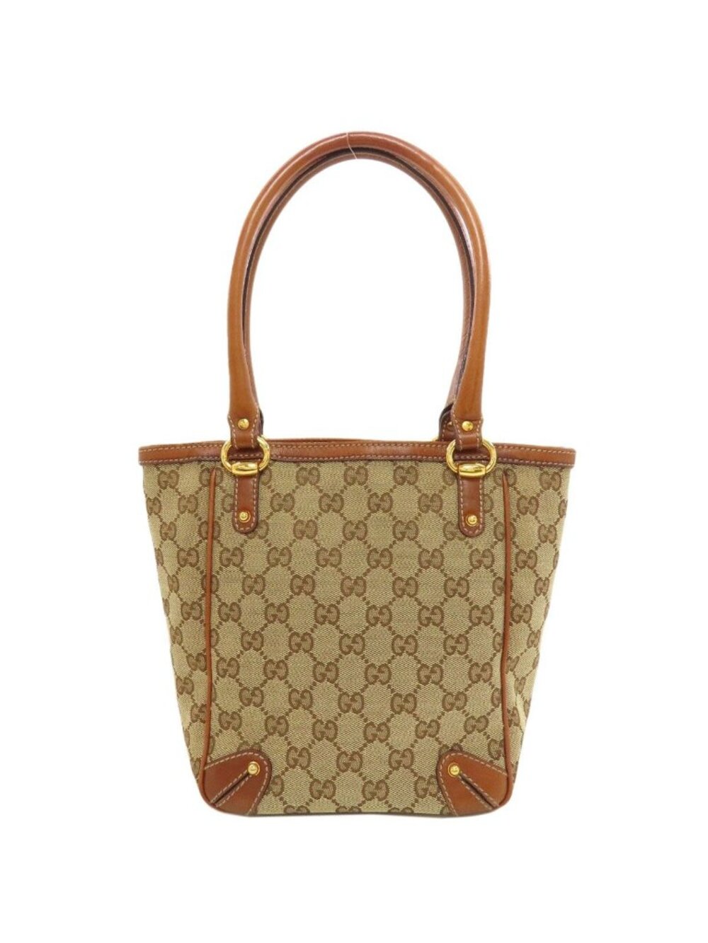 Gucci GG Pattern Tote Bag Canvas Leather